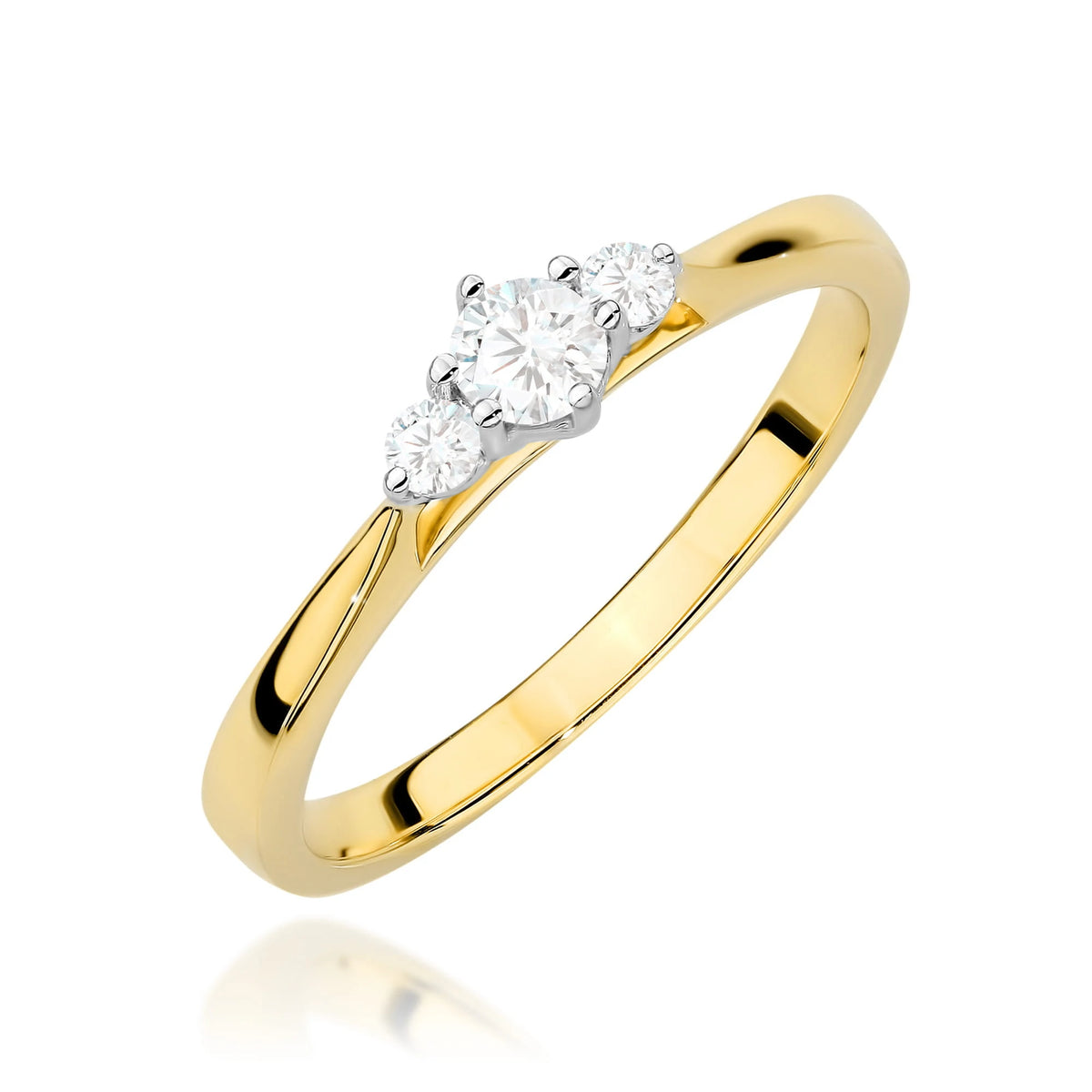 GREMARI Yellow Gold engagement ring with Round 0.15 ct Central and 0.06 ct Sideline Lab-grown Diamonds