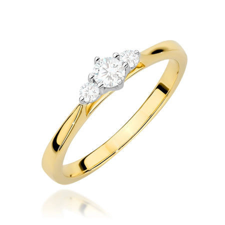 GREMARI Yellow Gold engagement ring with Round 0.15 ct Central and 0.06 ct Sideline Lab-grown Diamonds