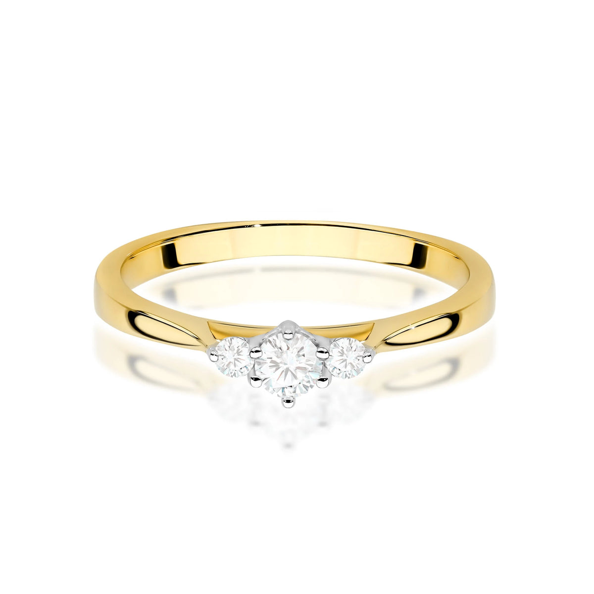Yellow Gold engagement ring with Round 0.15 ct Central and 0.06 ct Sideline Lab-grown Diamonds by GREMARI, 14K (585) gold