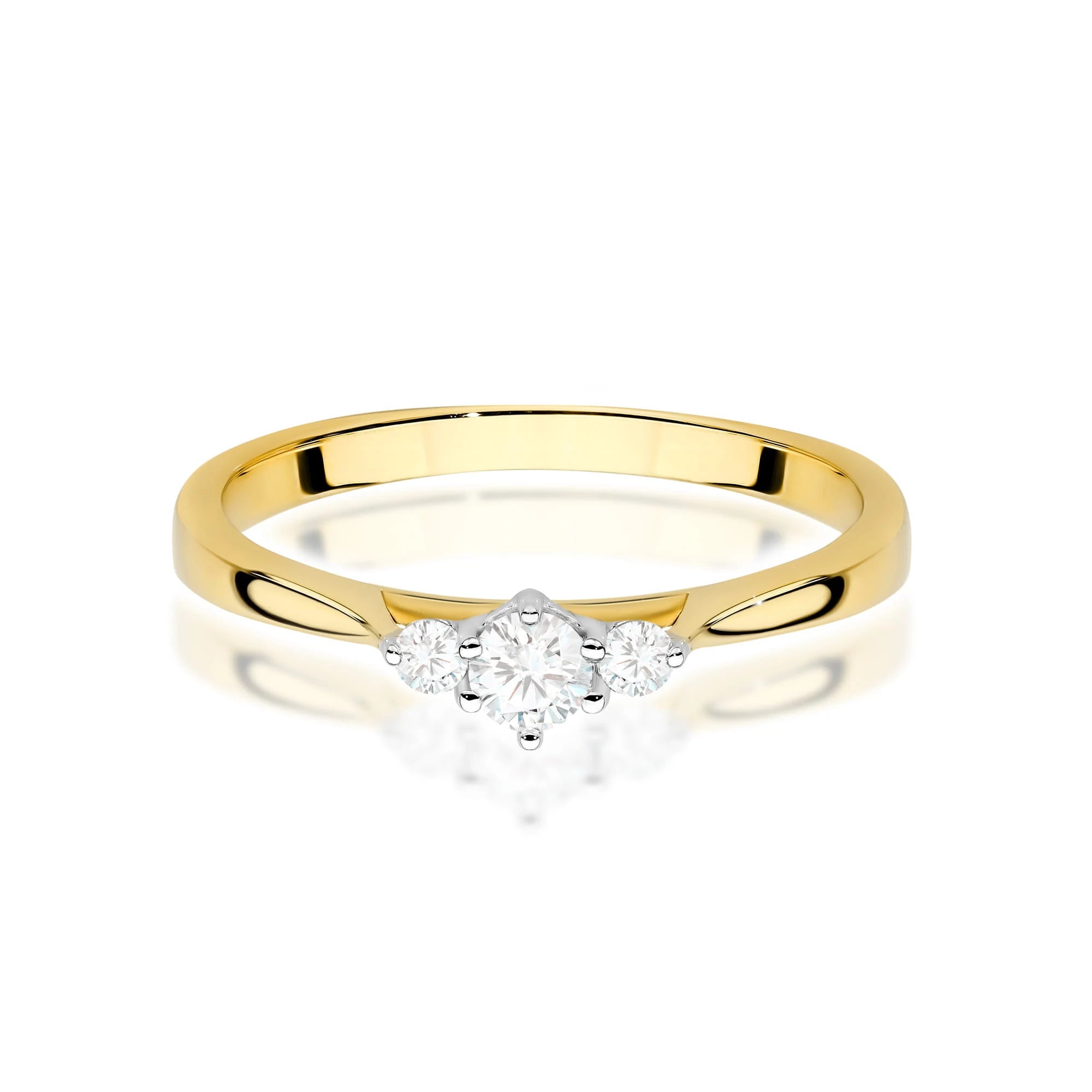 Yellow Gold engagement ring with Round 0.15 ct Central and 0.06 ct Sideline Lab-grown Diamonds by GREMARI, 14K (585) gold