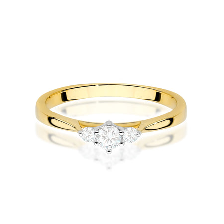 Yellow Gold engagement ring with Round 0.15 ct Central and 0.06 ct Sideline Lab-grown Diamonds by GREMARI, 14K (585) gold