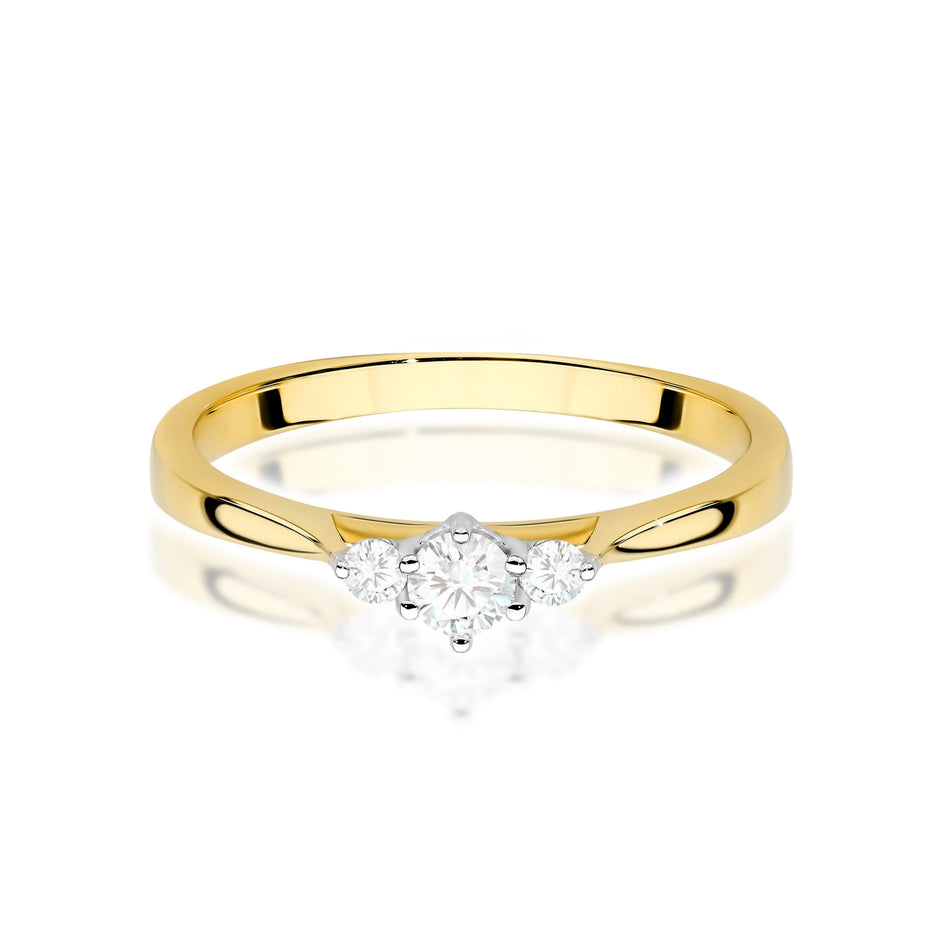 Yellow Gold engagement ring with Round 0.15 ct Central and 0.06 ct Sideline Lab-grown Diamonds by GREMARI, 14K (585) gold