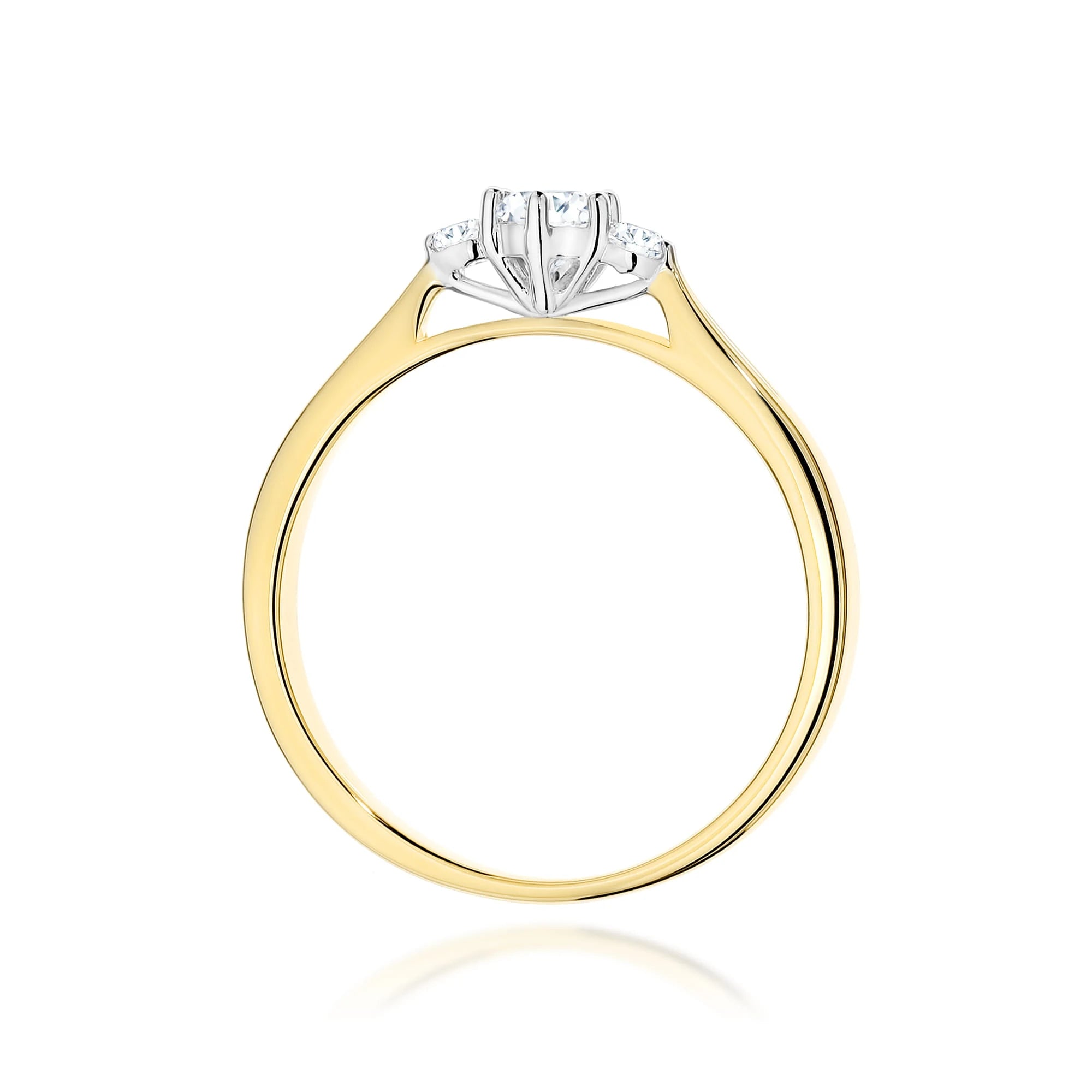 GREMARI 14K (585) Yellow Gold engagement ring with Round 0.15 ct Central and 0.06 ct Sideline Lab-grown Diamonds