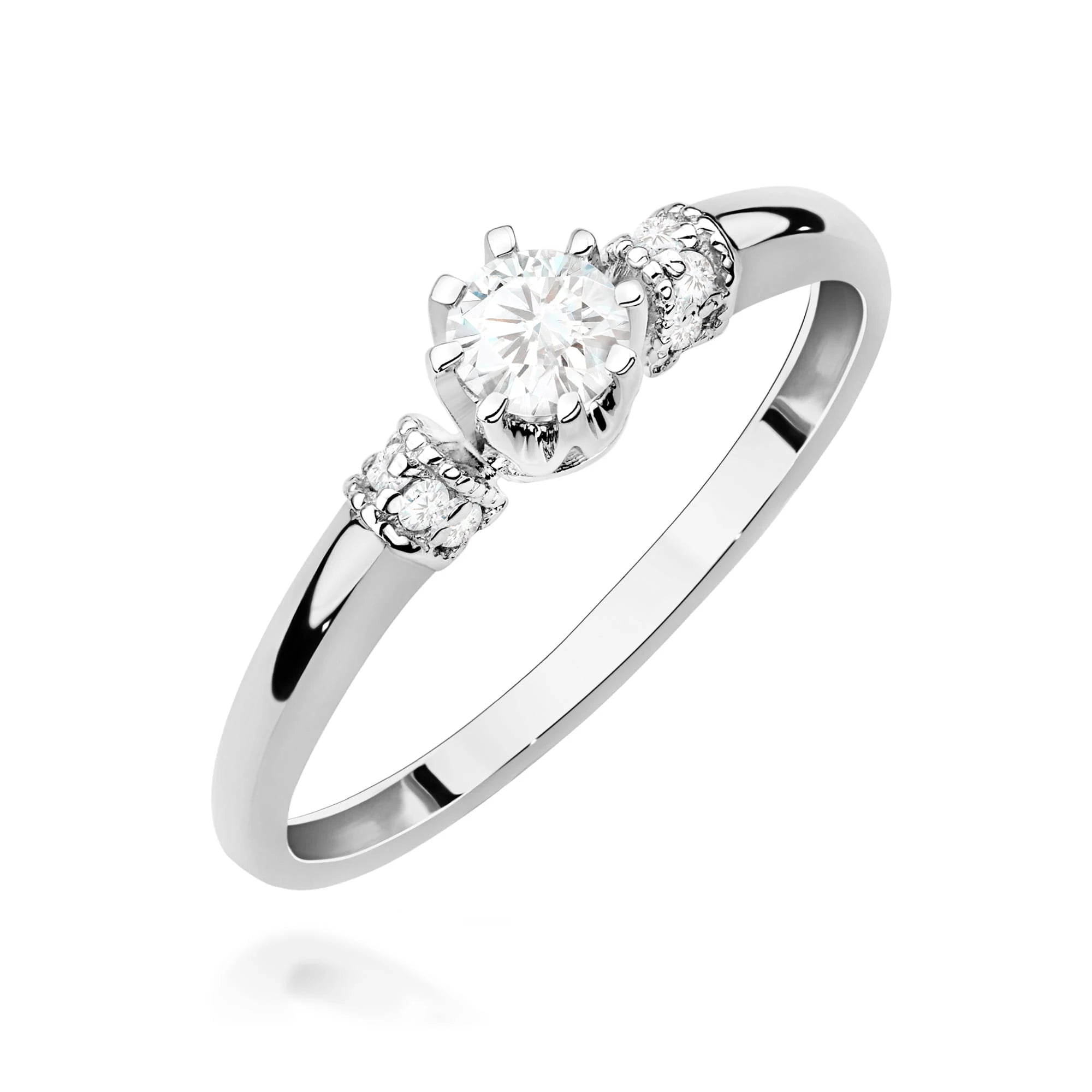 GREMARI White Gold engagement ring with Round 0.25 ct Central and 0.07 ct Sideline Lab-grown Diamonds