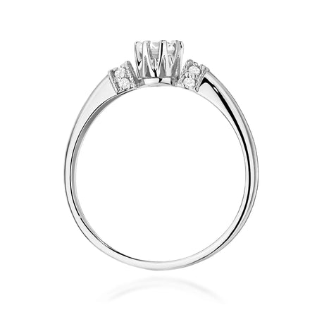 GREMARI 14K (585) White Gold engagement ring with Round 0.25 ct Central and 0.07 ct Sideline Lab-grown Diamonds