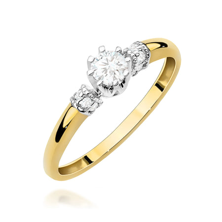 GREMARI Yellow Gold engagement ring with Round 0.25 ct Central and 0.07 ct Sideline Lab-grown Diamonds