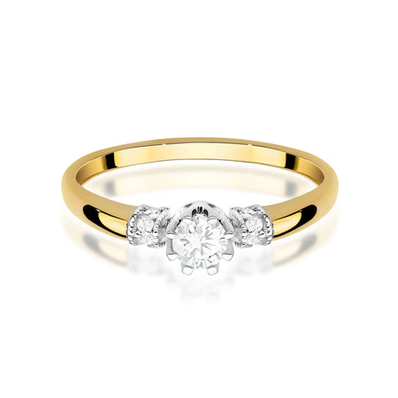 Yellow Gold engagement ring with Round 0.25 ct Central and 0.07 ct Sideline Lab-grown Diamonds by GREMARI, 14K (585) gold