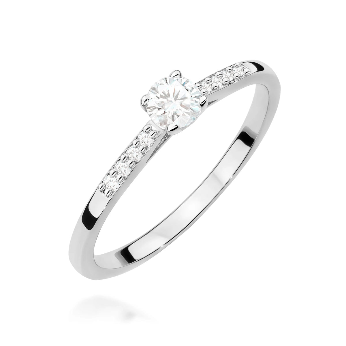 GREMARI White Gold engagement ring with Round 0.25 ct Central and 0.07 ct Sideline Lab-grown Diamonds