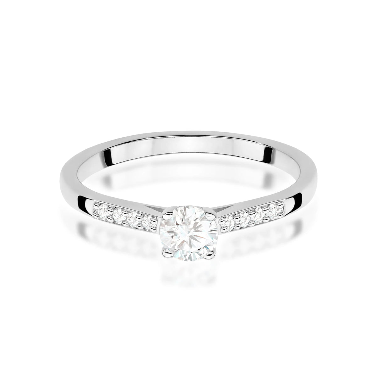 White Gold engagement ring with Round 0.25 ct Central and 0.07 ct Sideline Lab-grown Diamonds by GREMARI, 14K (585) gold