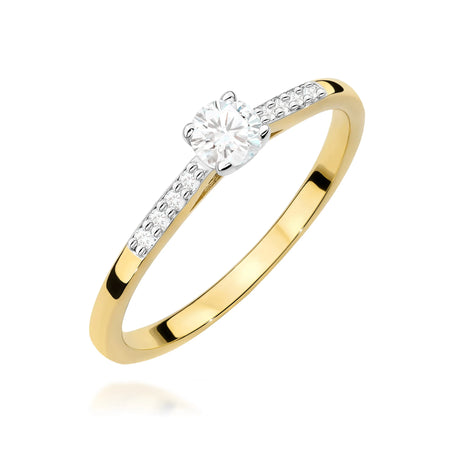 GREMARI Yellow Gold engagement ring with Round 0.25 ct Central and 0.07 ct Sideline Lab-grown Diamonds