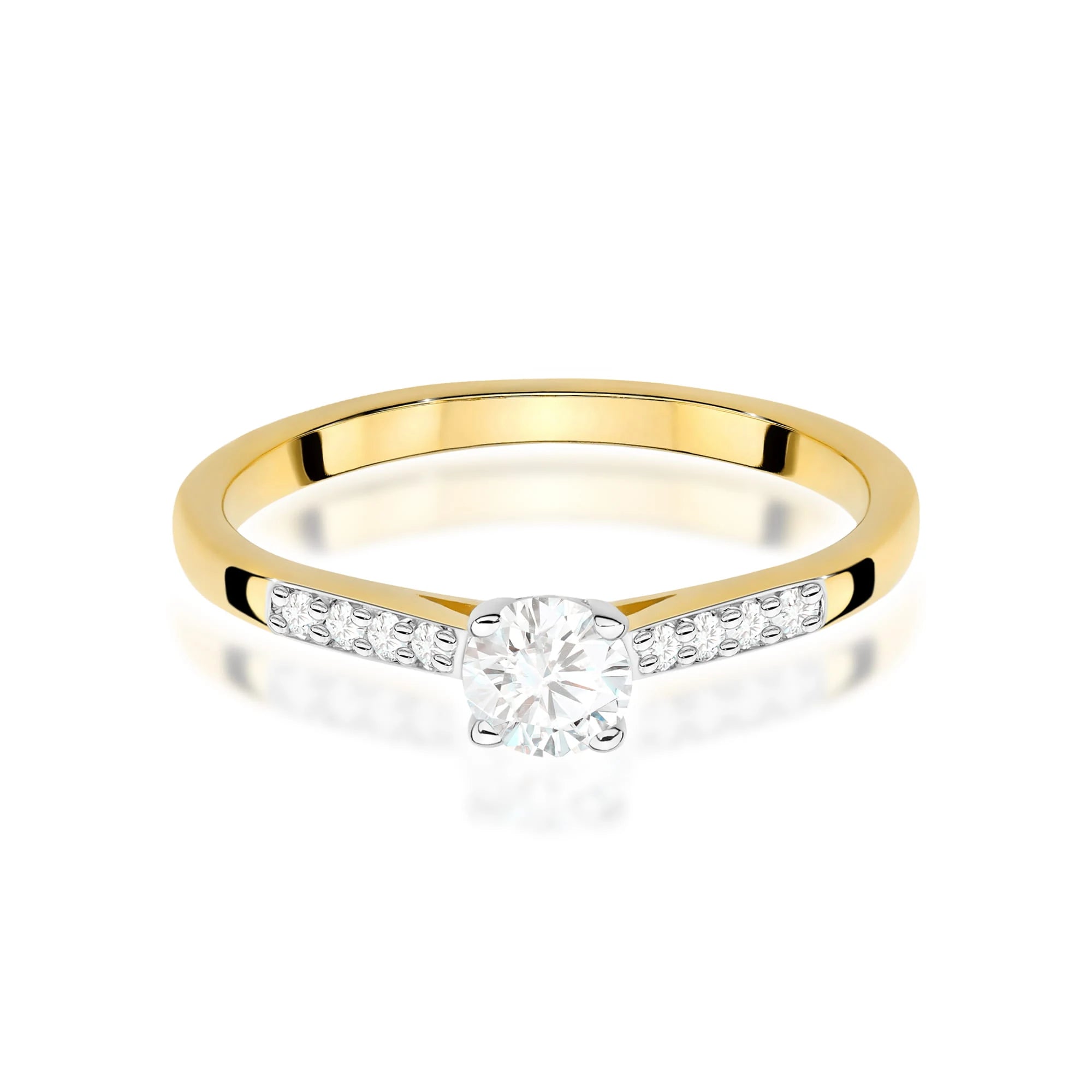 Yellow Gold engagement ring with Round 0.25 ct Central and 0.07 ct Sideline Lab-grown Diamonds by GREMARI, 14K (585) gold