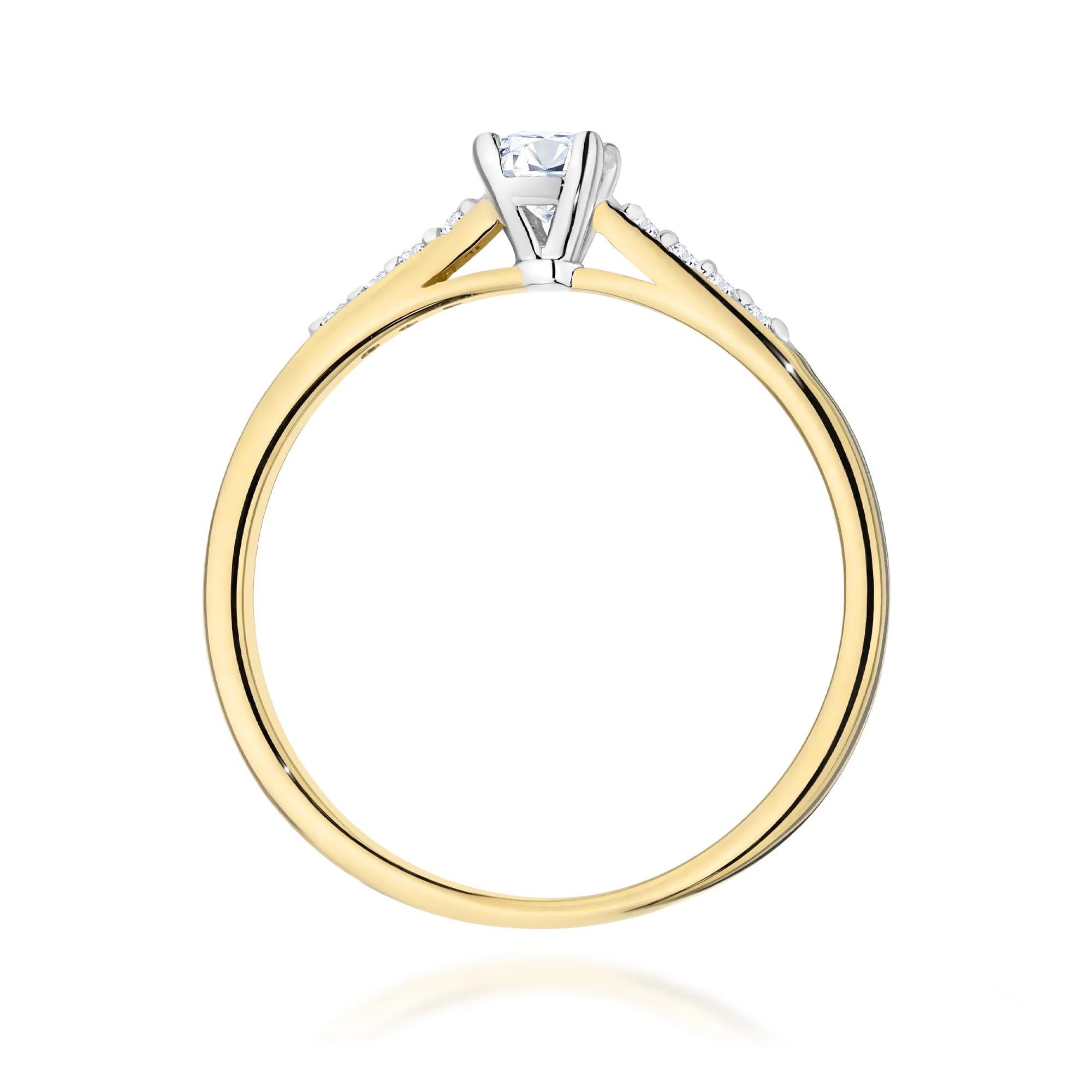 GREMARI 14K (585) Yellow Gold engagement ring with Round 0.25 ct Central and 0.07 ct Sideline Lab-grown Diamonds