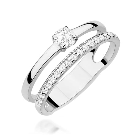 GREMARI White Gold engagement ring with Round 0.25 ct Central and 0.16 ct Sideline Lab-grown Diamonds