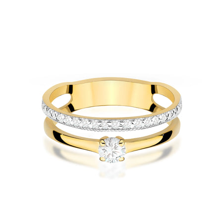 Yellow Gold engagement ring with Round 0.25 ct Central and 0.16 ct Sideline Lab-grown Diamonds by GREMARI, 14K (585) gold
