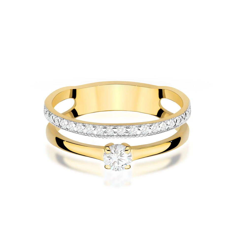 Yellow Gold engagement ring with Round 0.25 ct Central and 0.16 ct Sideline Lab-grown Diamonds by GREMARI, 14K (585) gold