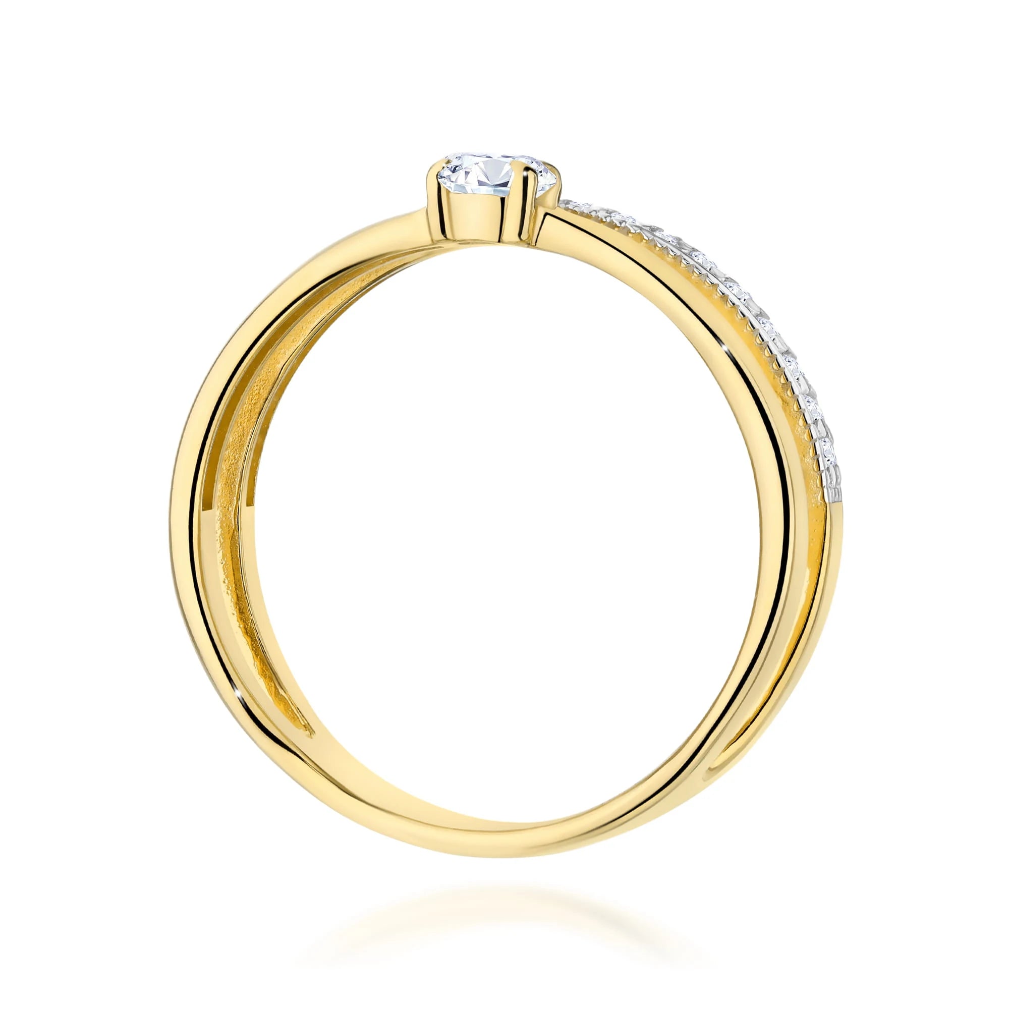 GREMARI 14K (585) Yellow Gold engagement ring with Round 0.25 ct Central and 0.16 ct Sideline Lab-grown Diamonds