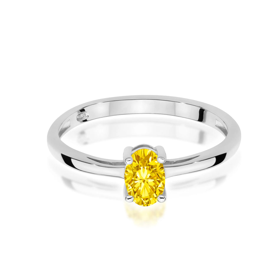 White Gold engagement ring with Oval 0.50 ct Lab-grown Diamond by GREMARI, 14K (585) gold