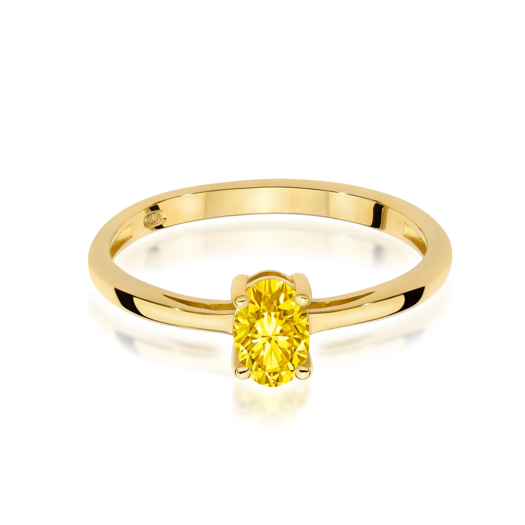 Yellow Gold engagement ring with Oval 0.50 ct Lab-grown Diamond by GREMARI, 14K (585) gold