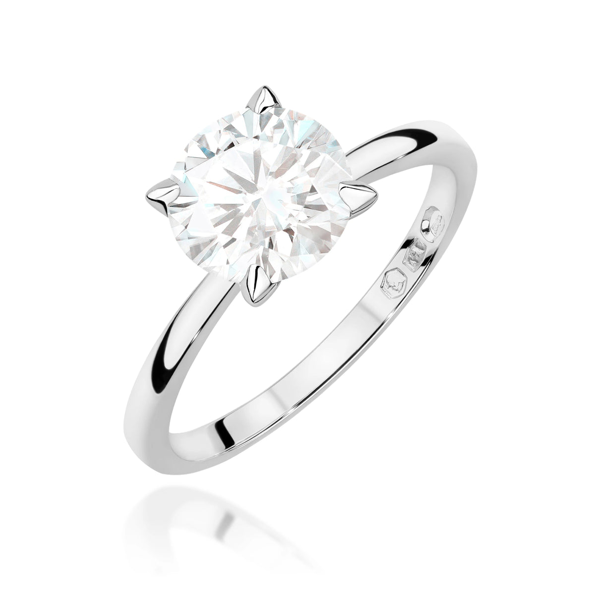 Prsteň z bieleho zlata s okrúhlym lab-grown diamantom 2,00 ct
