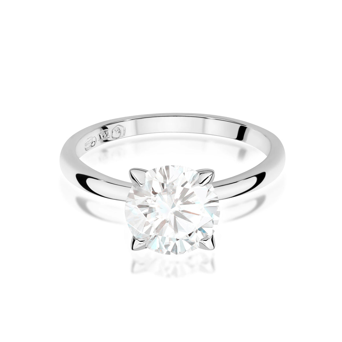 Prsteň z bieleho zlata s okrúhlym lab-grown diamantom 2,00 ct