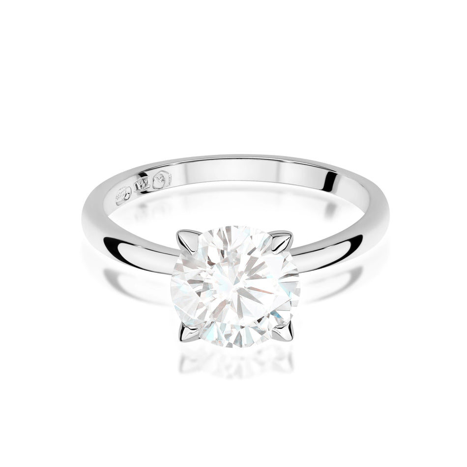 Prsteň z bieleho zlata s okrúhlym lab-grown diamantom 2,00 ct