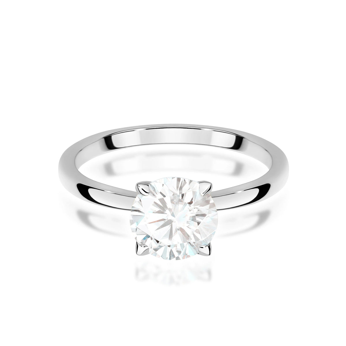 Prsteň z bieleho zlata – lab-grown diamant Round/Brilliant s hmotnosťou 1,50 ct