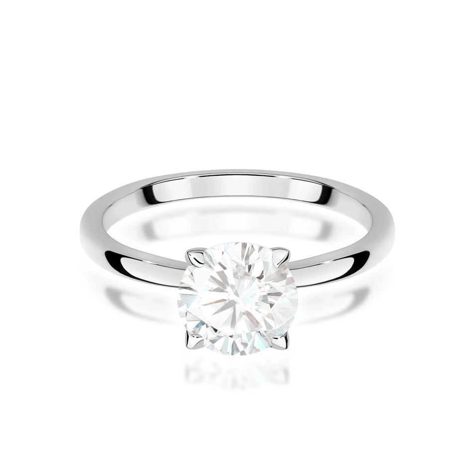 Prsteň z bieleho zlata – lab-grown diamant Round/Brilliant s hmotnosťou 1,50 ct