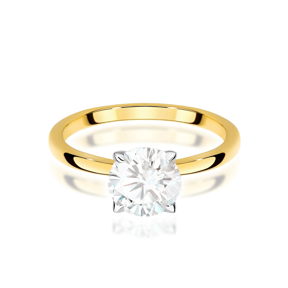 Yellow Gold Ring with Round 1,50ct Lab-grown Diamond