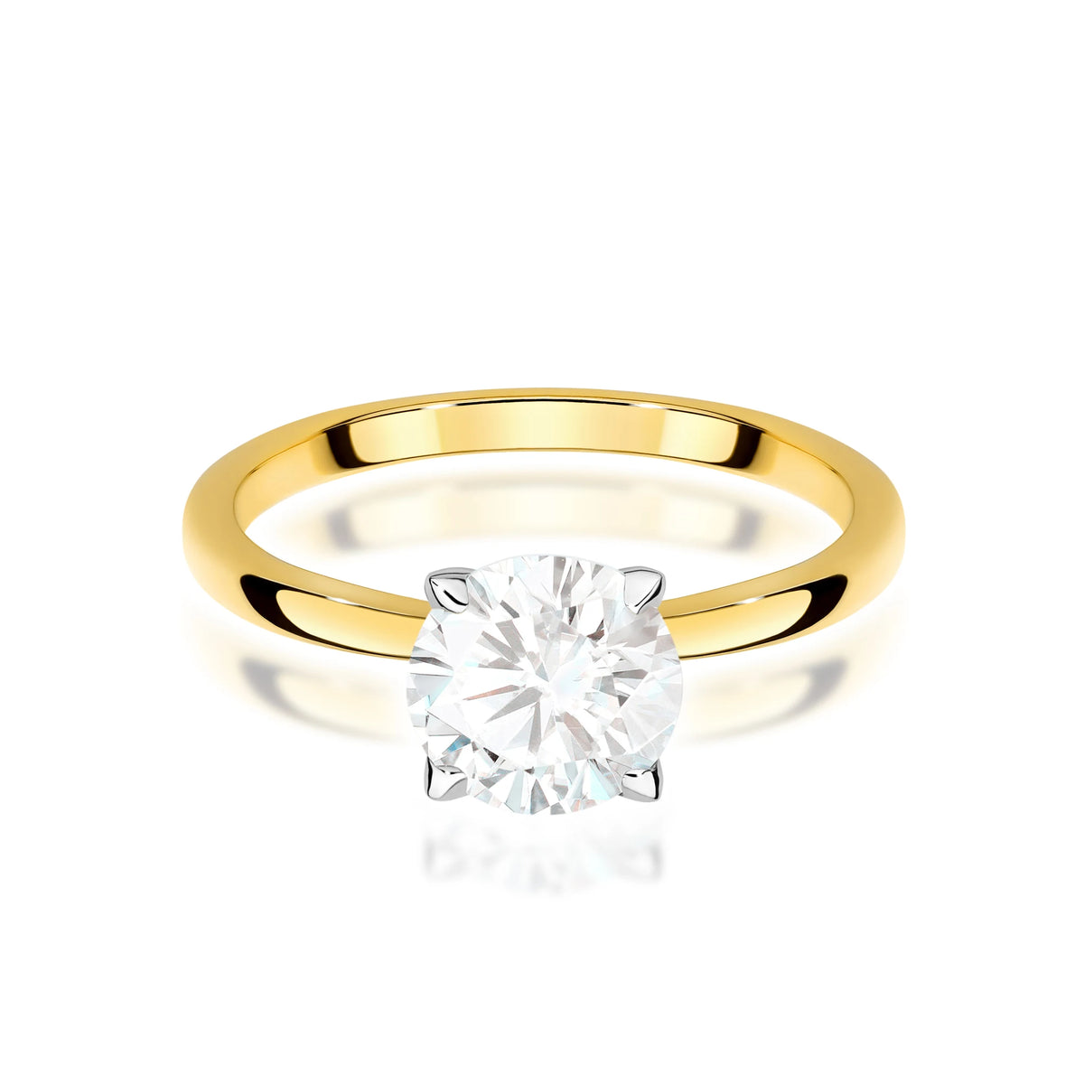 Yellow Gold engagement ring with Round 1.00 ct Lab-grown Diamond by GREMARI, 14K (585) gold