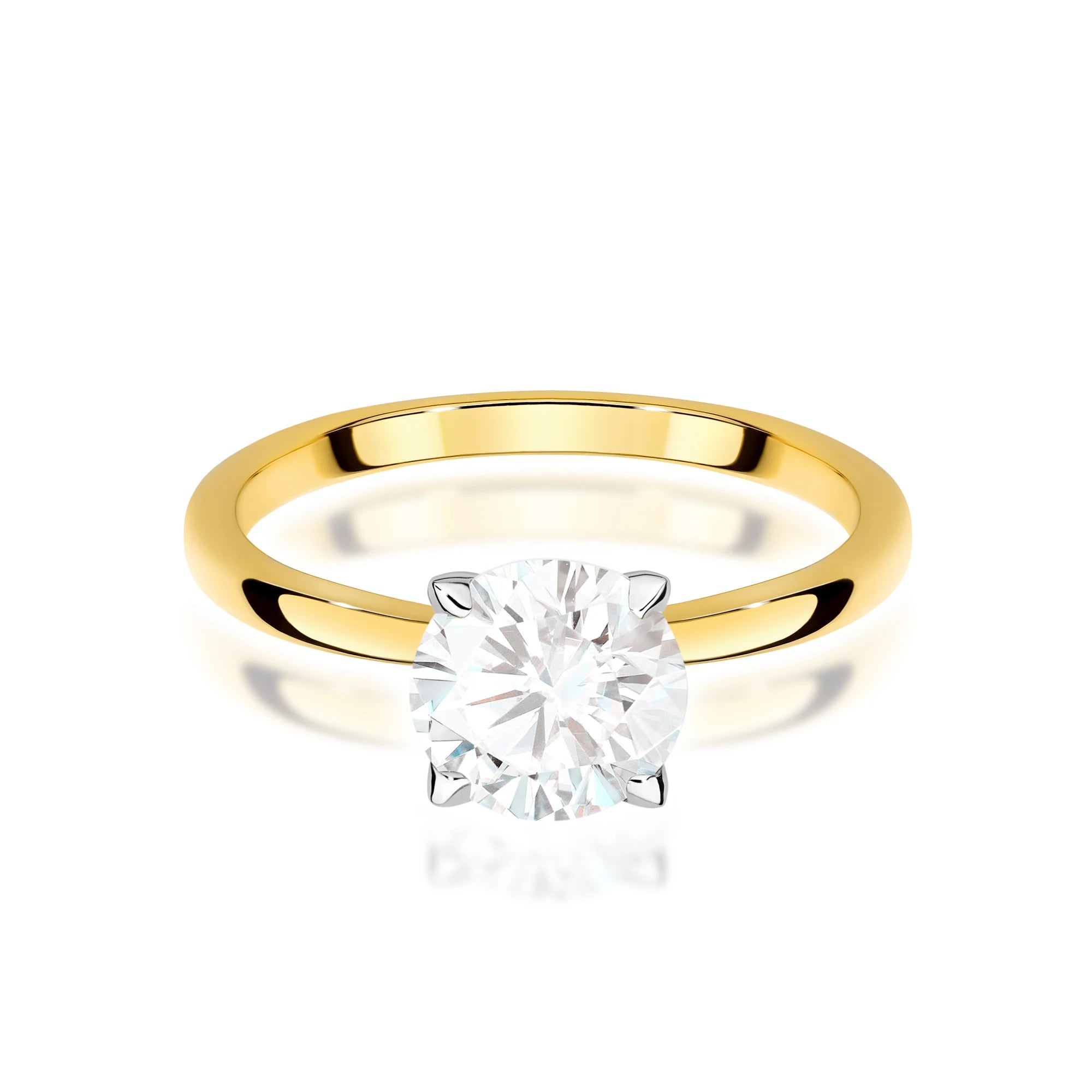 Yellow Gold engagement ring with Round 1.00 ct Lab-grown Diamond by GREMARI, 14K (585) gold