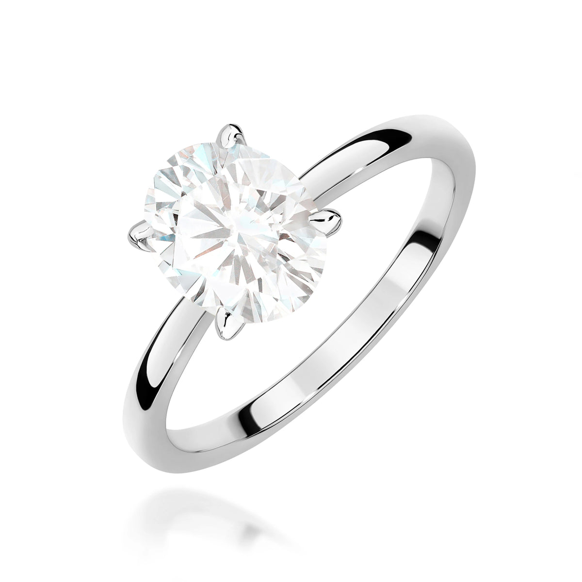 Prsteň z bieleho zlata s lab-grown diamantom 1,50 ct Oval