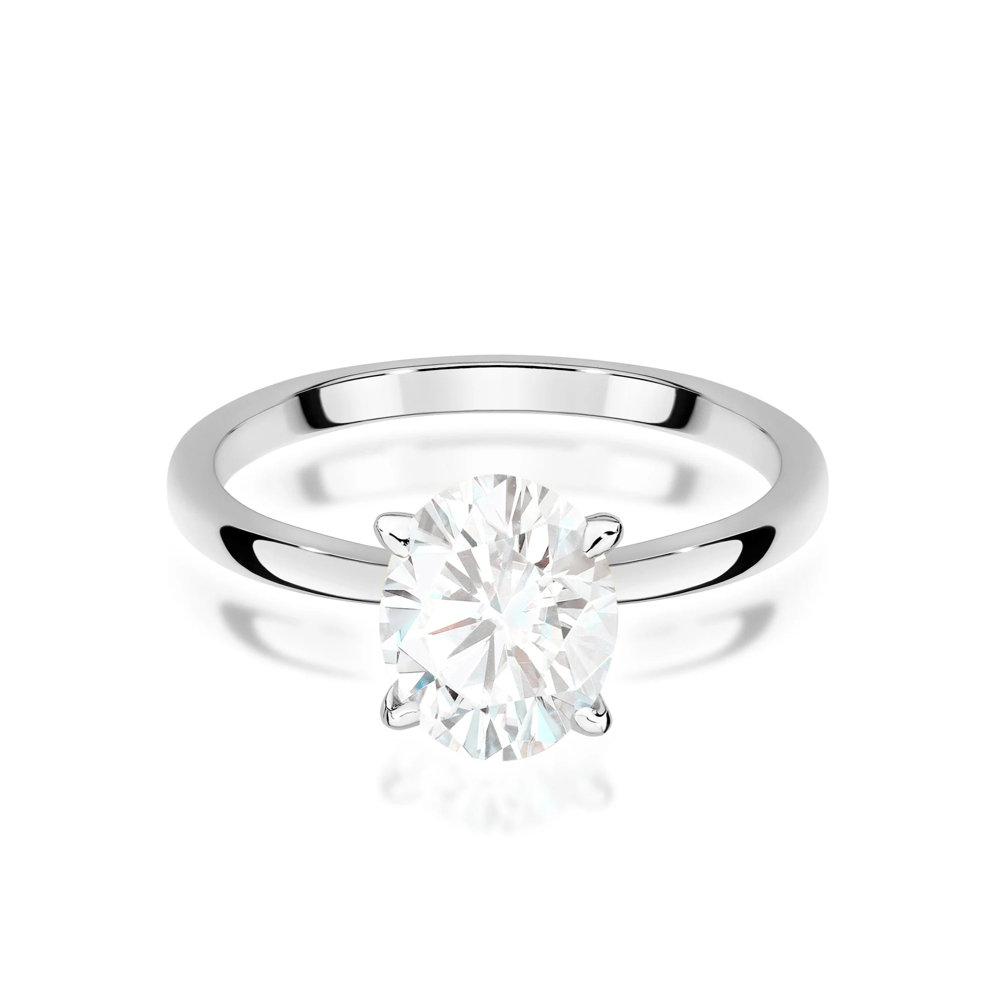 White Gold engagement ring with Oval 1.00 ct Lab-grown Diamond by GREMARI, 14K (585) gold
