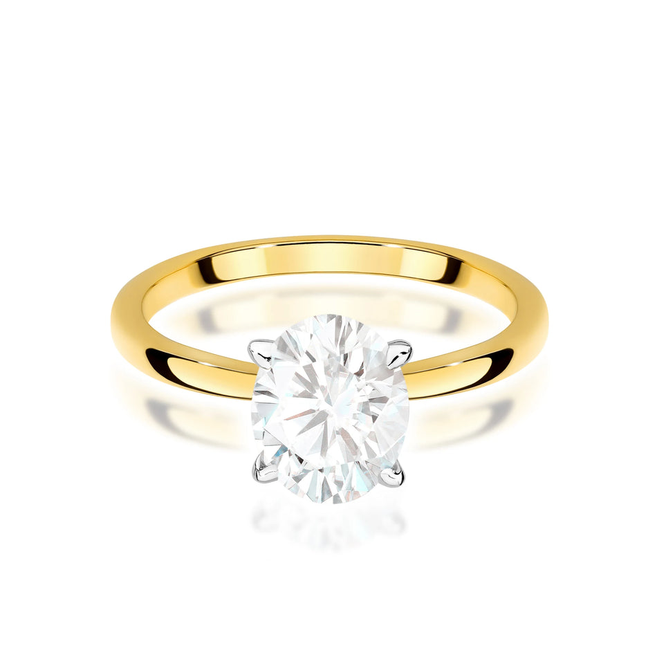 Yellow Gold engagement ring with Oval 1.00 ct Lab-grown Diamond by GREMARI, 14K (585) gold