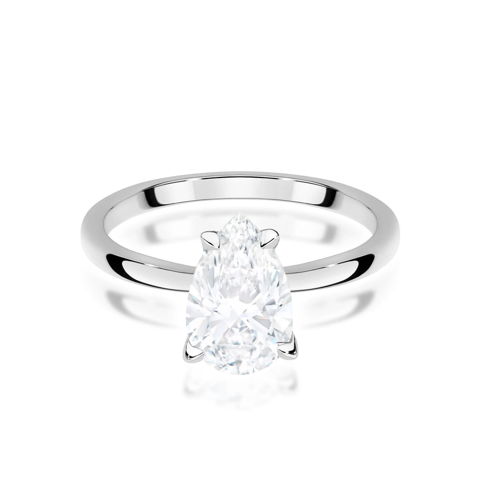 White Gold engagement ring with Pear 1.00 ct Lab-grown Diamond by GREMARI, 14K (585) gold