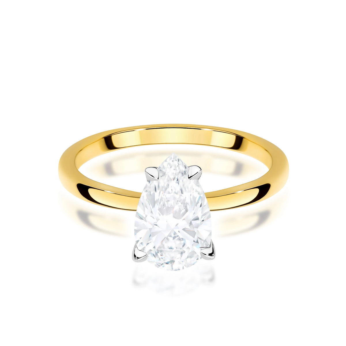 Prsteň zo žltého zlata s lab-grown diamantom Pear s hmotnosťou 1,50 ct