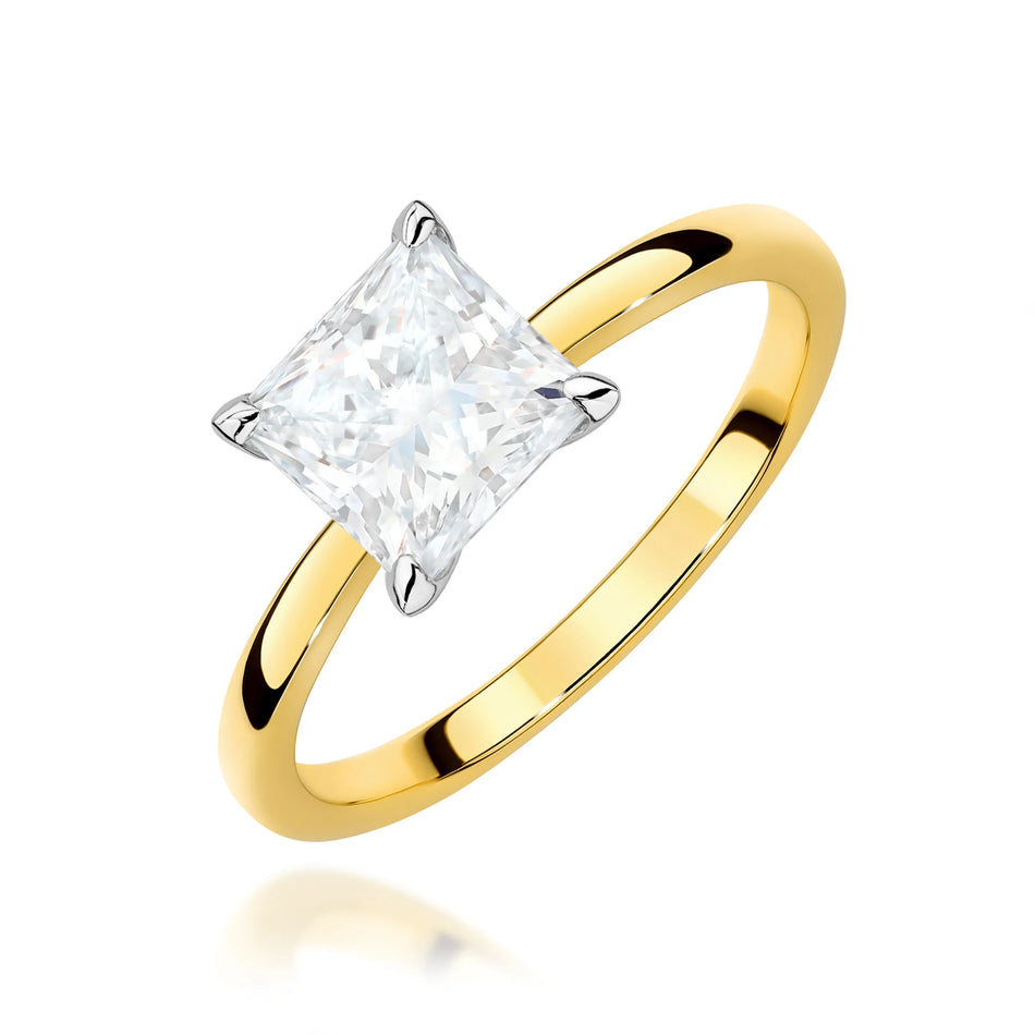 GREMARI Yellow Gold engagement ring with Princess 1.00 ct Lab-grown Diamond