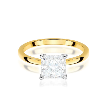 Yellow Gold engagement ring with Princess 1.00 ct Lab-grown Diamond by GREMARI, 14K (585) gold