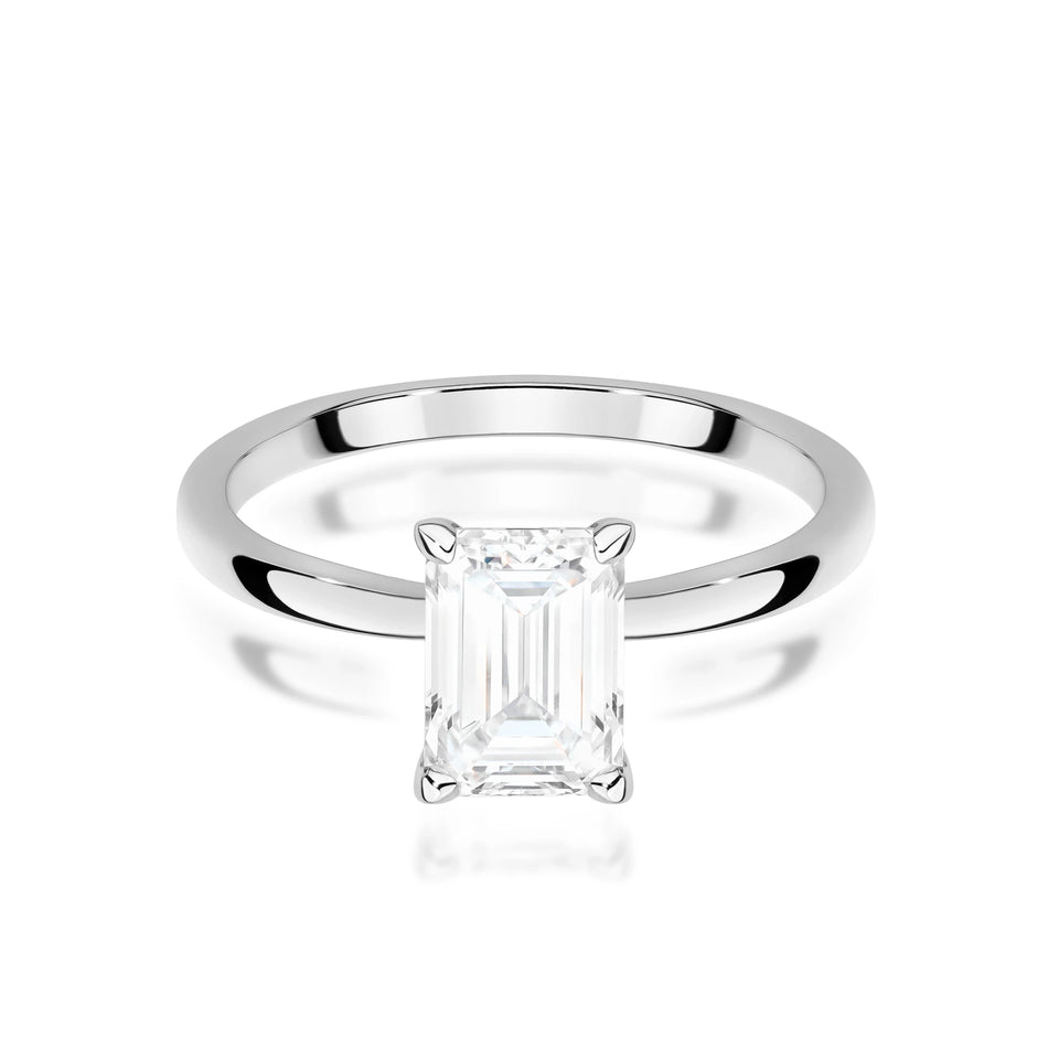 Prsteň z bieleho zlata – lab-grown diamant Emerald s hmotnosťou 1,50 ct
