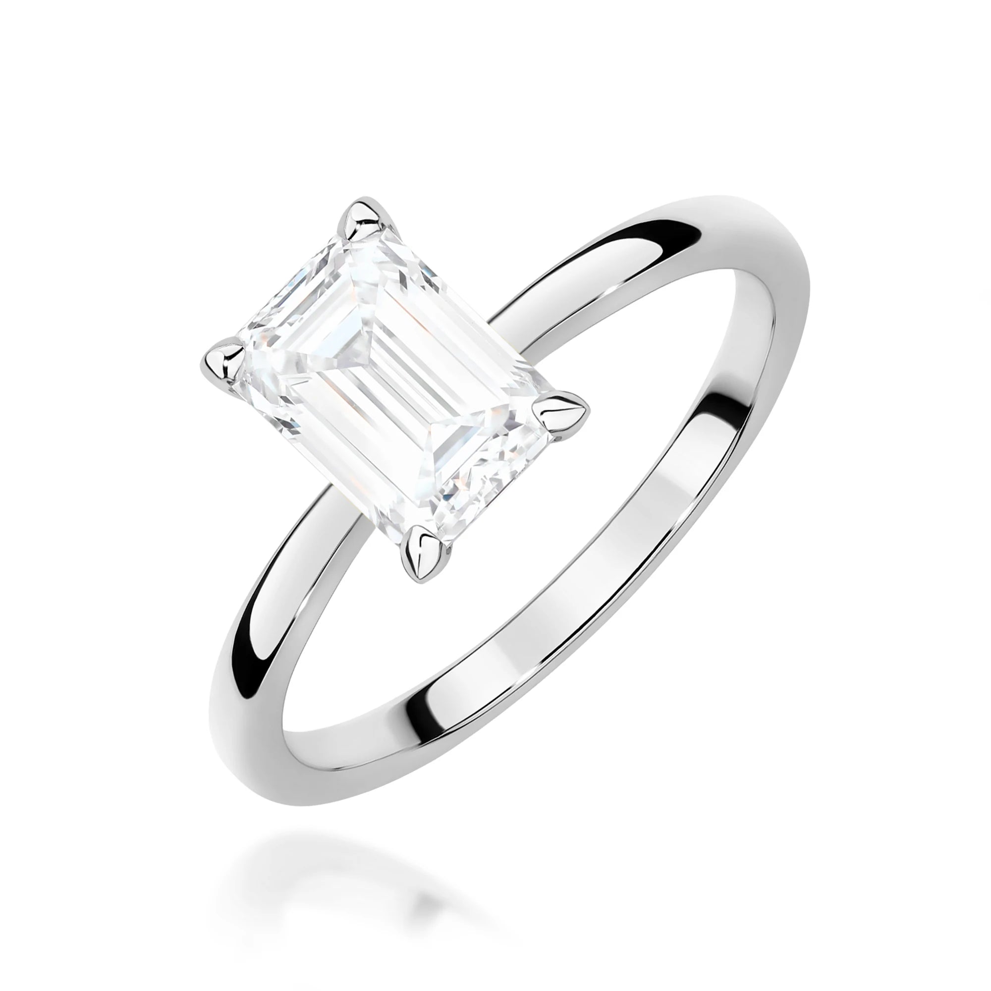 GREMARI White Gold engagement ring with Emerald 1.00 ct Lab-grown Diamond