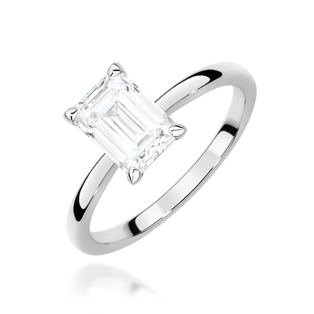 GREMARI White Gold engagement ring with Emerald 1.00 ct Lab-grown Diamond