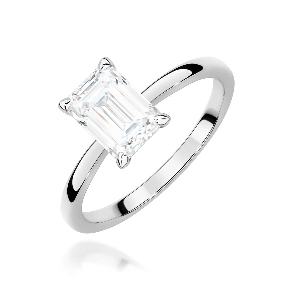 GREMARI White Gold engagement ring with Emerald 1.00 ct Lab-grown Diamond