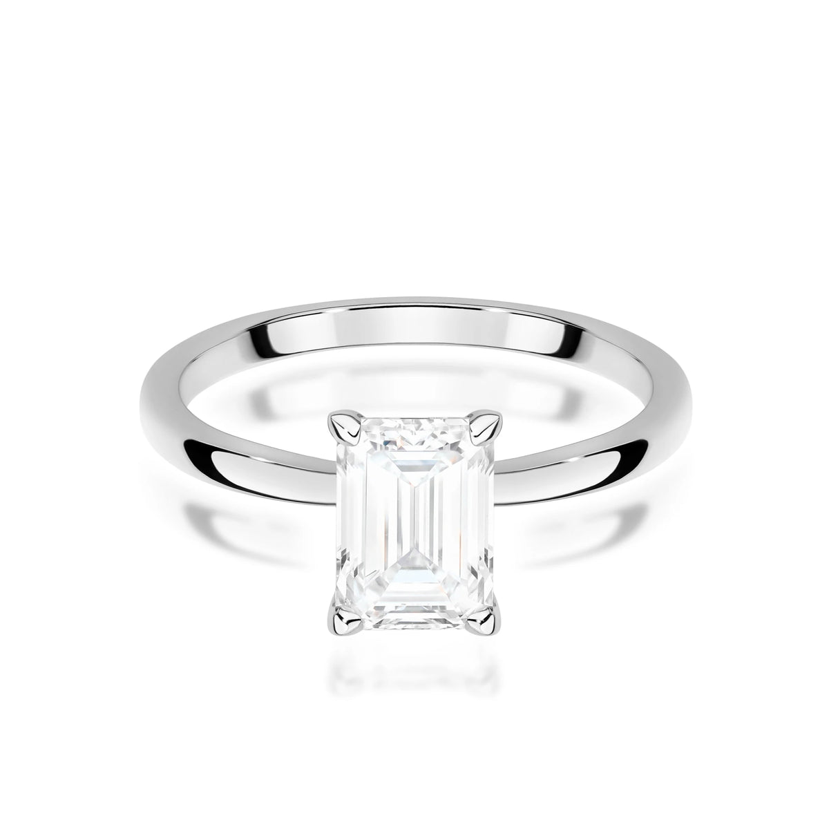 White Gold engagement ring with Emerald 1.00 ct Lab-grown Diamond by GREMARI, 14K (585) gold