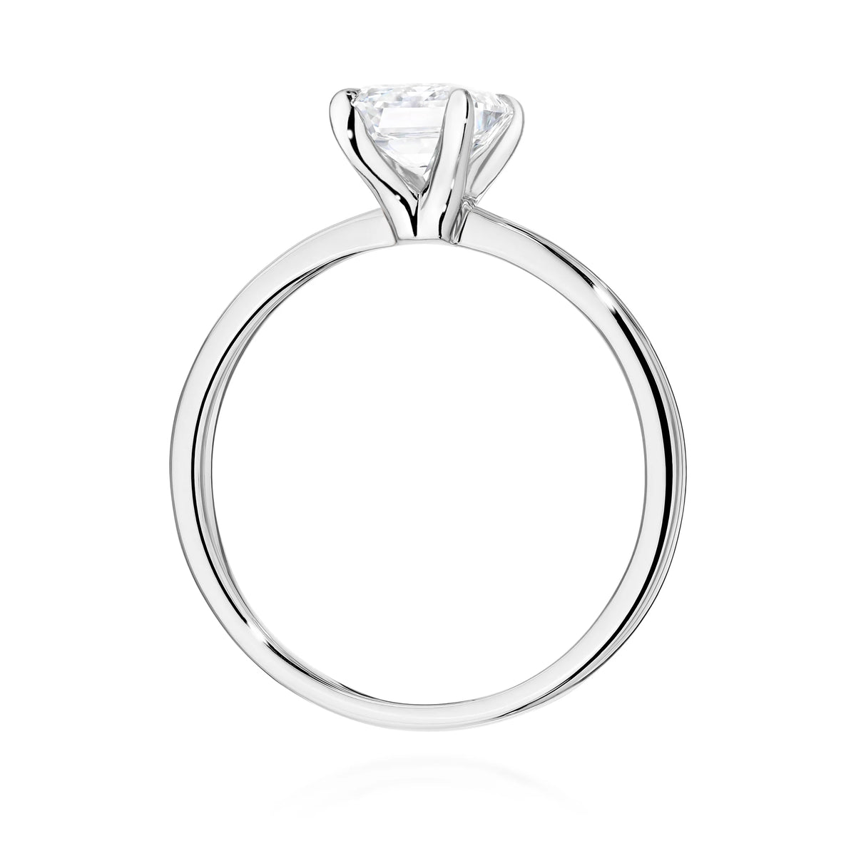 GREMARI 14K (585) White Gold engagement ring with Emerald 1.00 ct Lab-grown Diamond