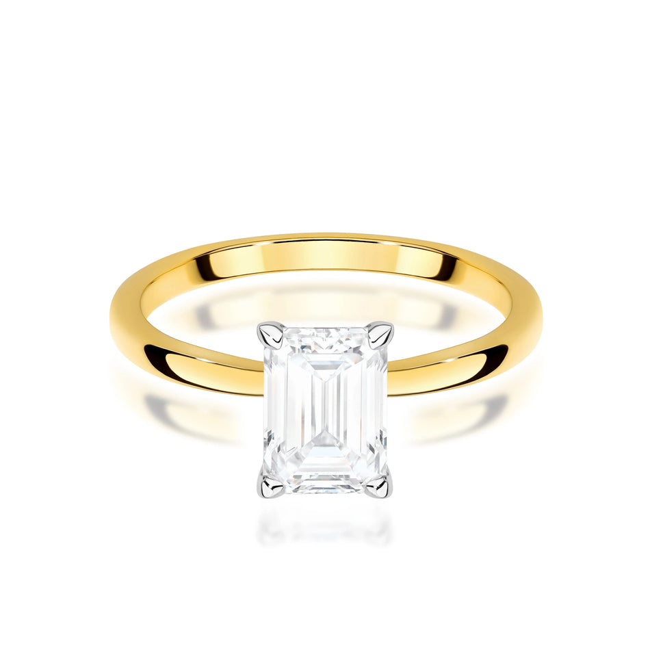 Prsteň zo žltého zlata – lab-grown diamant Emerald s hmotnosťou 1,50 ct