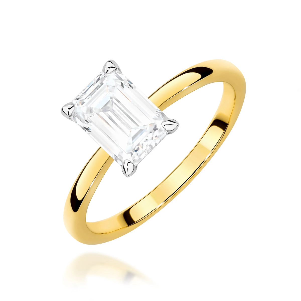 GREMARI Yellow Gold engagement ring with Emerald 1.00 ct Lab-grown Diamond
