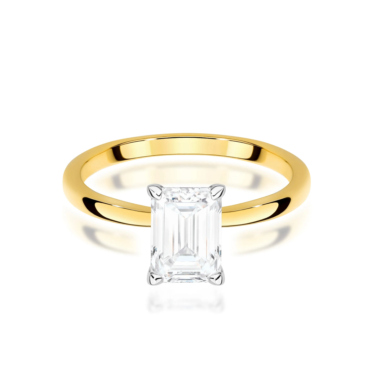 Yellow Gold engagement ring with Emerald 1.00 ct Lab-grown Diamond by GREMARI, 14K (585) gold