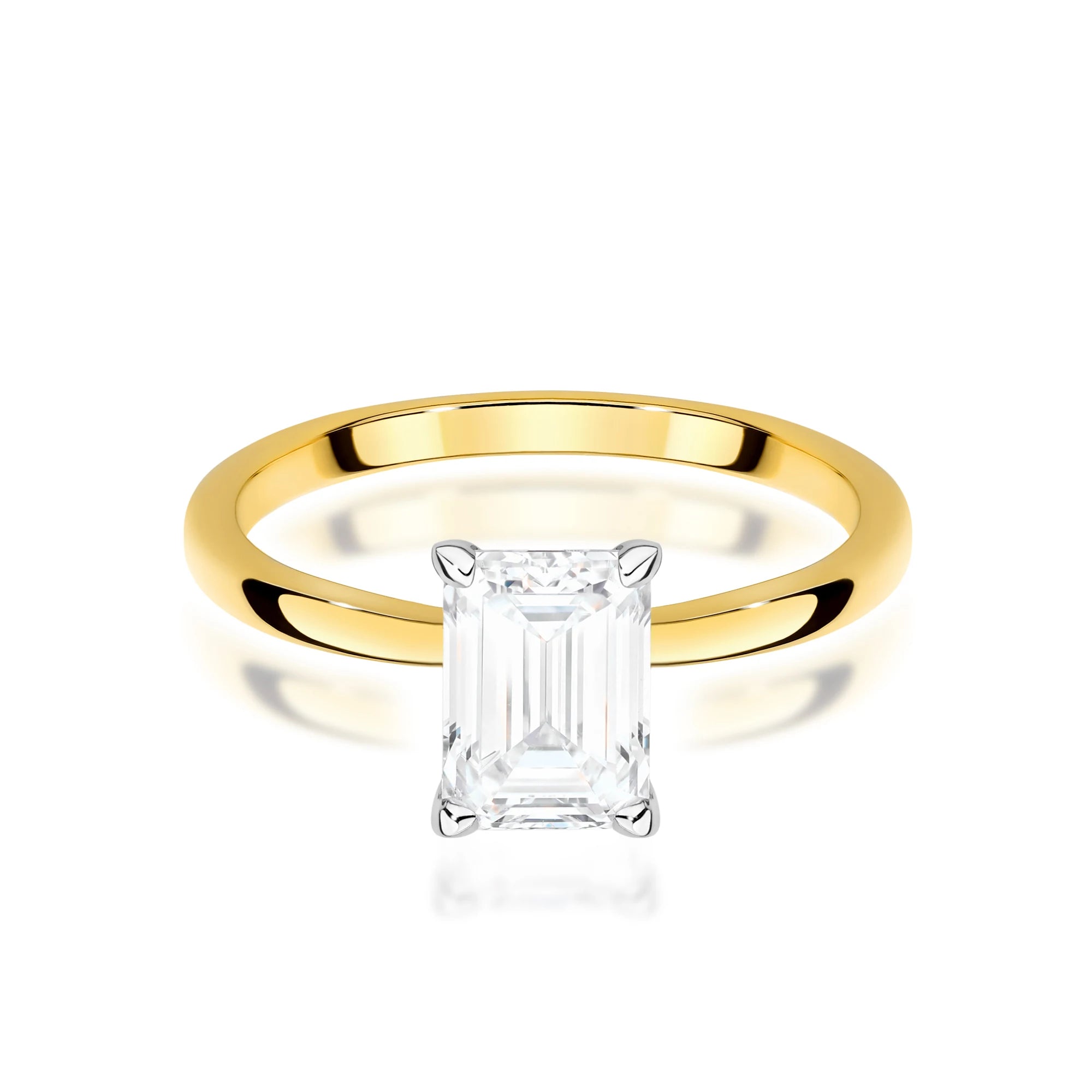 Yellow Gold engagement ring with Emerald 1.00 ct Lab-grown Diamond by GREMARI, 14K (585) gold