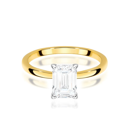 Yellow Gold engagement ring with Emerald 1.00 ct Lab-grown Diamond by GREMARI, 14K (585) gold