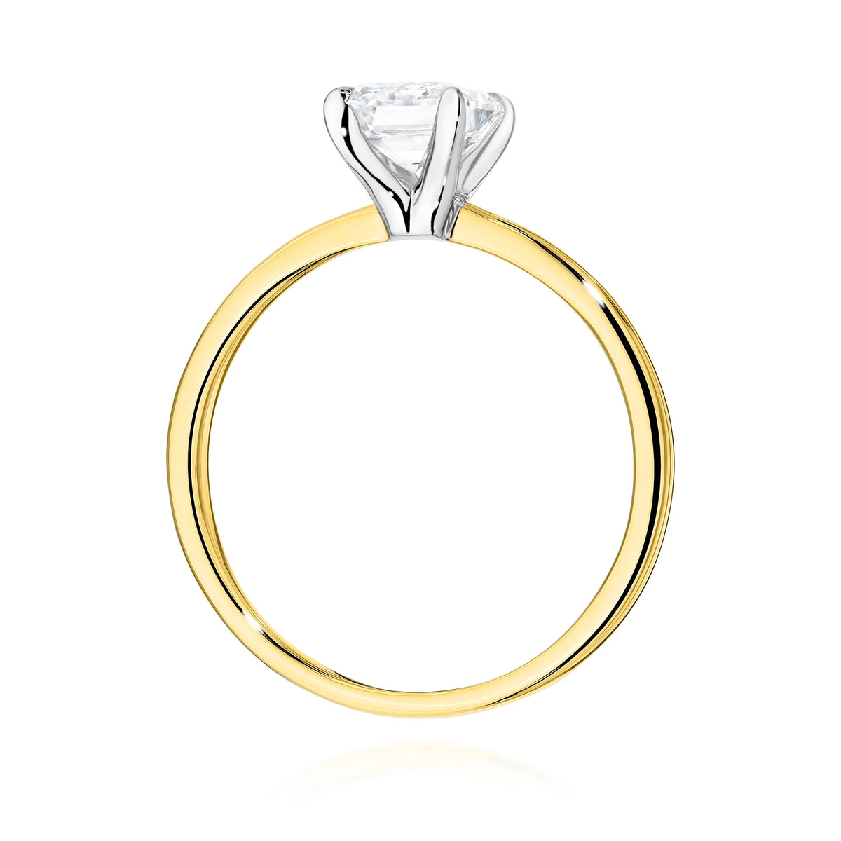 GREMARI 14K (585) Yellow Gold engagement ring with Emerald 1.00 ct Lab-grown Diamond