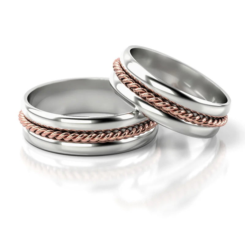 Nádherné dvojfarebné zlaté svadobné obrúčky 6 mm